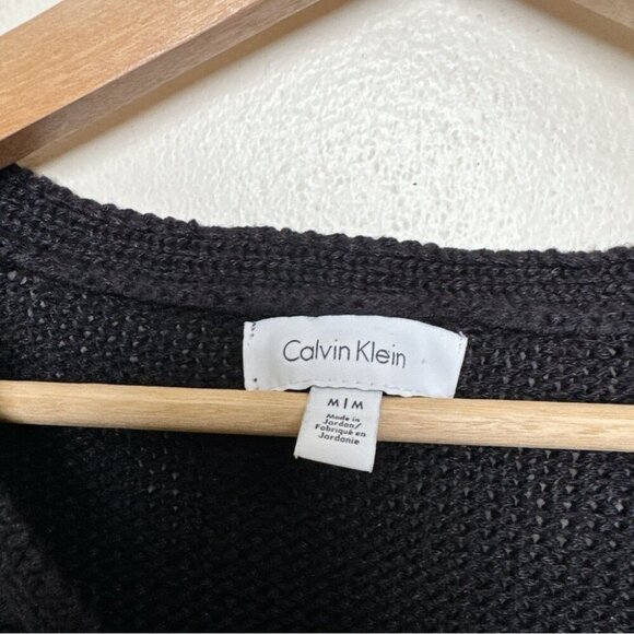 Calvin Klein Womens Medium Cable Open Knit  Shirt Hem Sweater In Black Color - Picture 6 of 11
